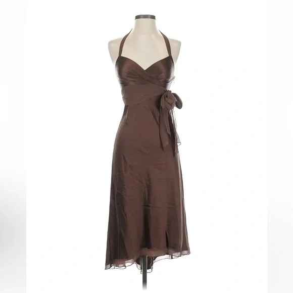 BCBGMAXAZRIA Silk Halter Wrap Cocktail Dress - Picture 1 of 7